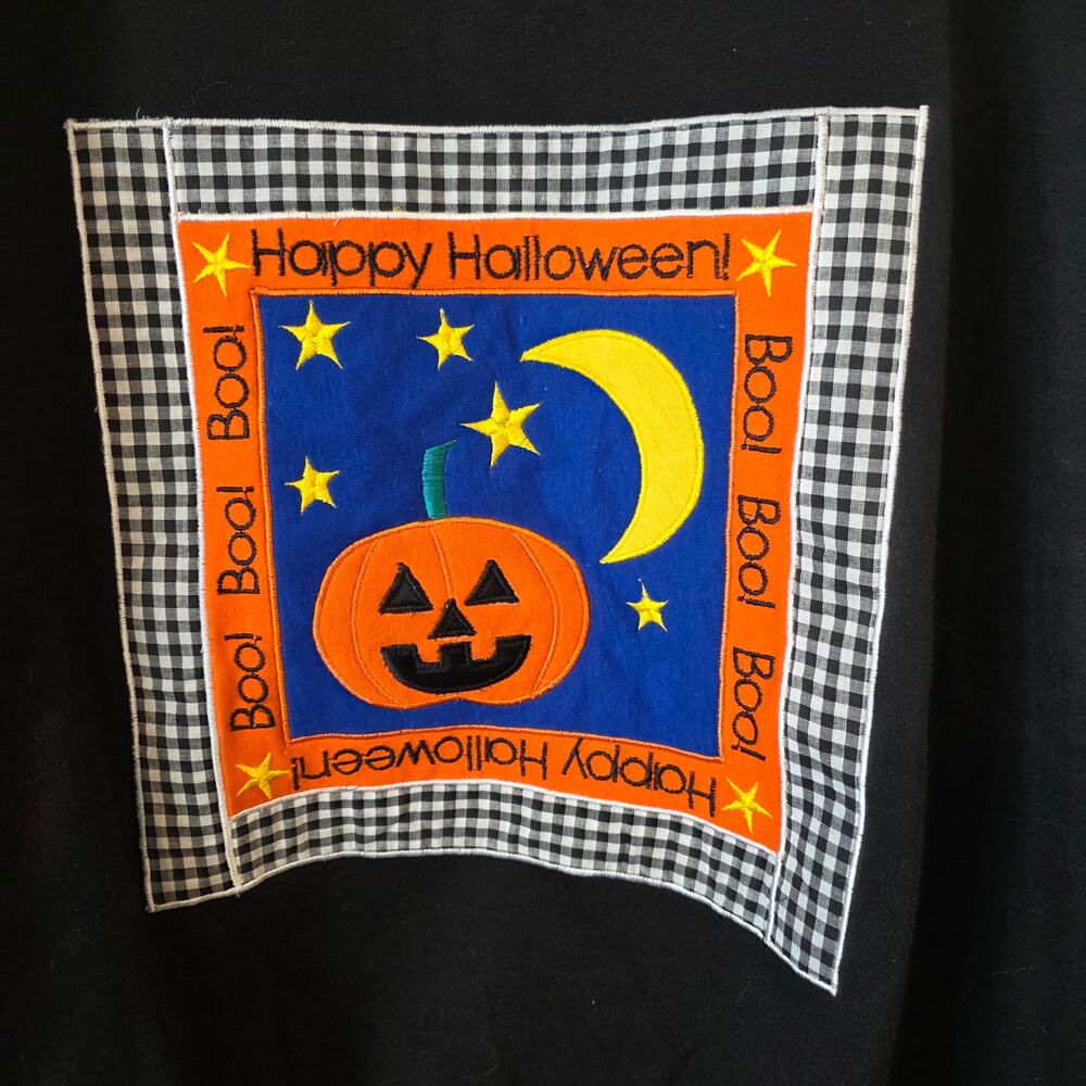 Vintage Womens Basic Editions Halloween Graphic Sweatshirt Size Large Black NEW - Picture 3 of 6